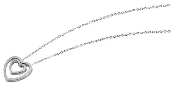 Stříbrný řetízek s přívěskem DVĚ SRDCE, ryzost 925/1000, galerie